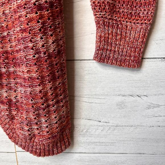 Roxy Sweater Womens Size Large Heathered Rose Pink Open Cardigan 100% Cotton - Picture 5 of 16